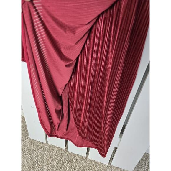 MSCH Copenhagen Vivi Vivo Rib V Neck Wrap Stretch Dress Velvet Cranberry‎ Red L - Picture 5 of 12